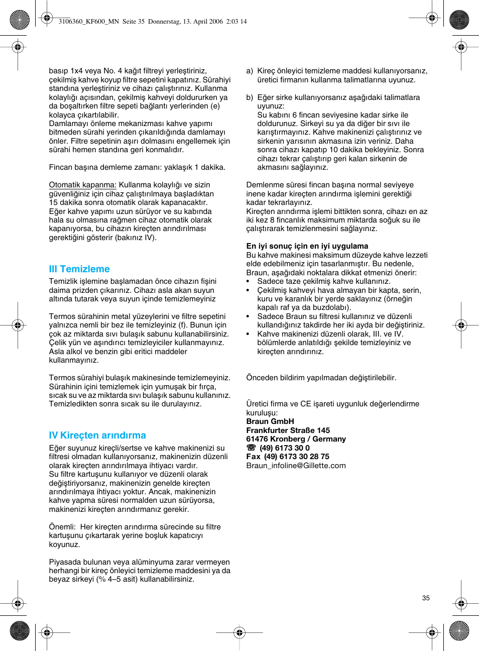 Braun KF 600 User Manual | Page 35 / 52