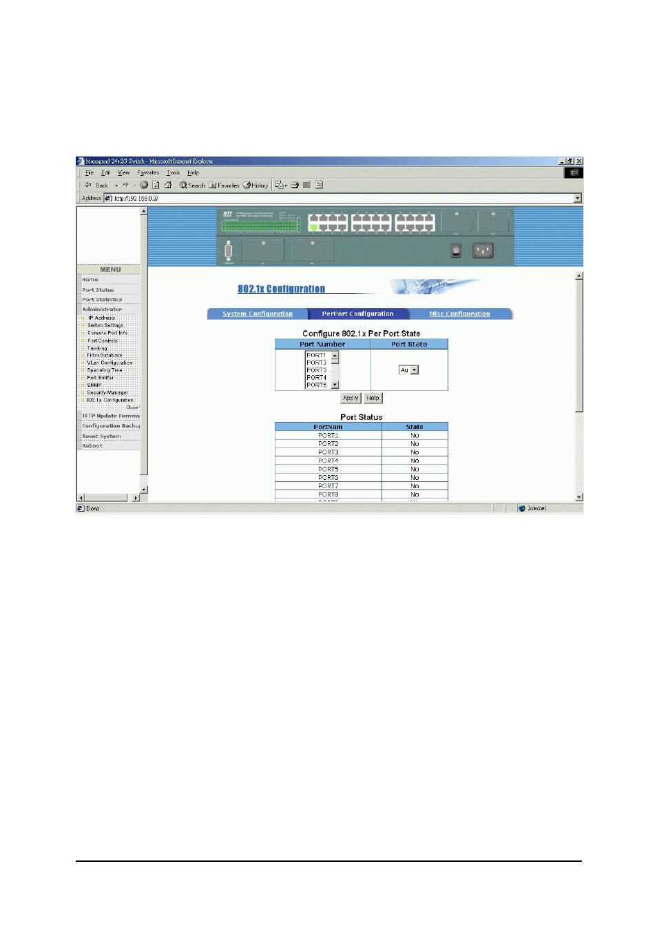 1 802.1x perport configuration | KTI Networks KS-2260 User Manual | Page 142 / 153