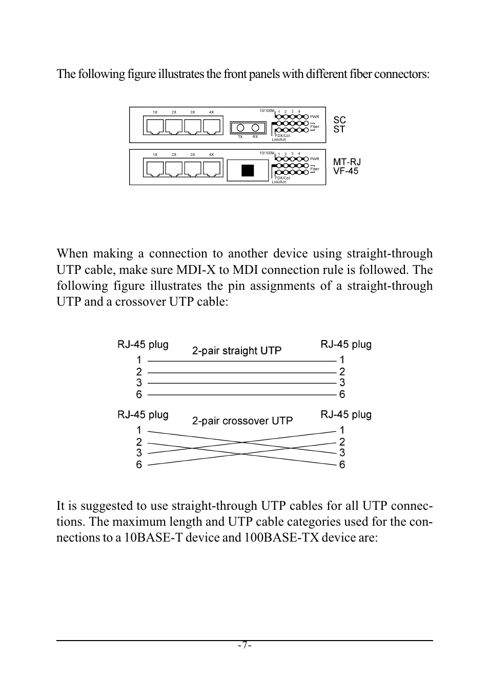 2 utp cable | KTI Networks KS-115F Series User Manual | Page 11 / 15