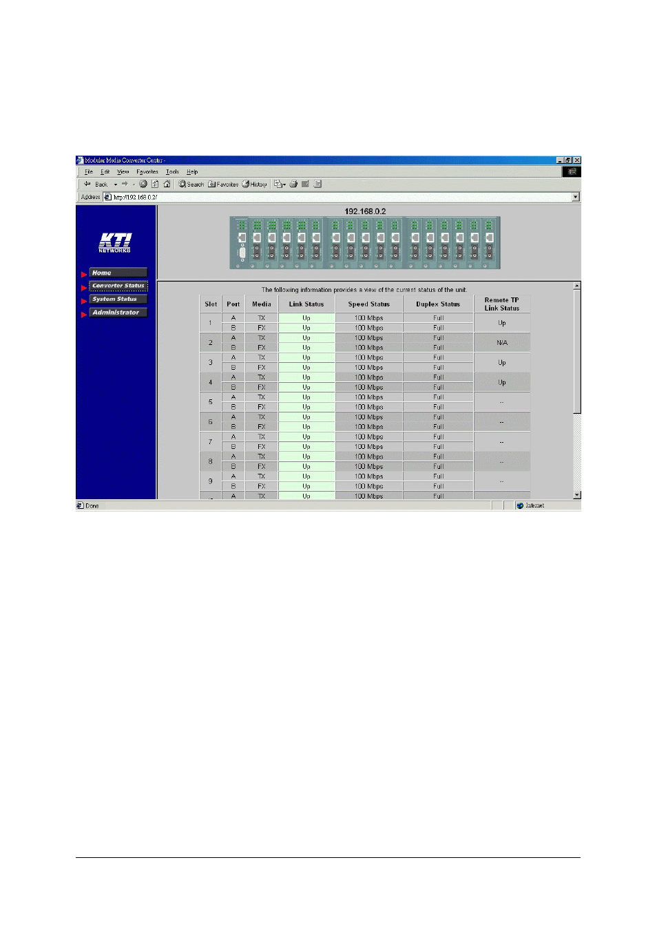 3 converter status | KTI Networks Modular Media Converter Center System KC-1300 User Manual | Page 48 / 63