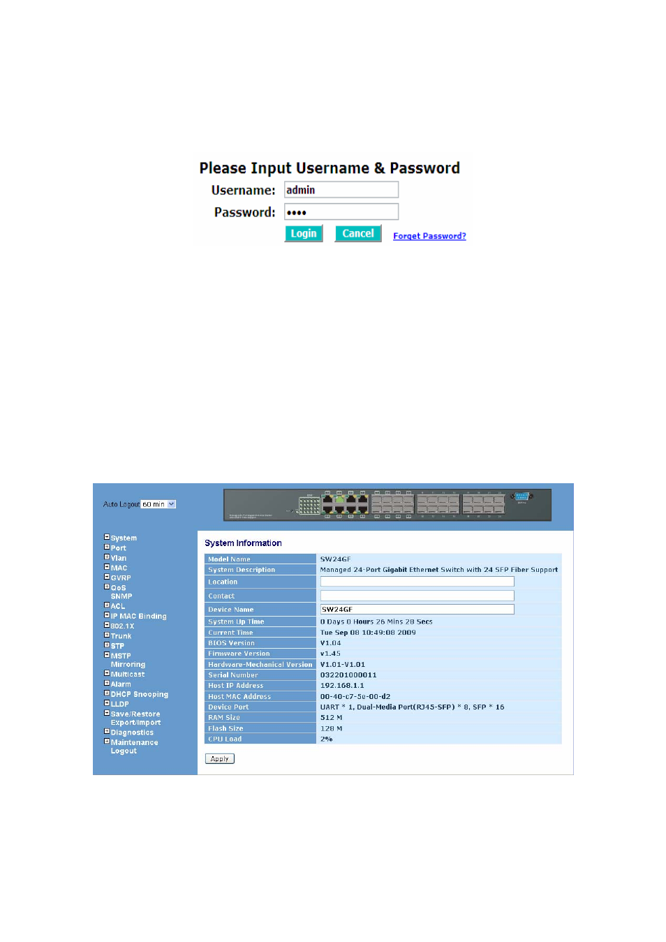 Anagement, Verview, 1. web management home overview | KTI Networks KGS-2416 User Manual | Page 36 / 318