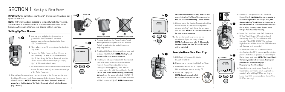Set-up & first brew, Setting up your brewer, Ready to brew your first cup | Keurig B70 User Manual | Page 4 / 11