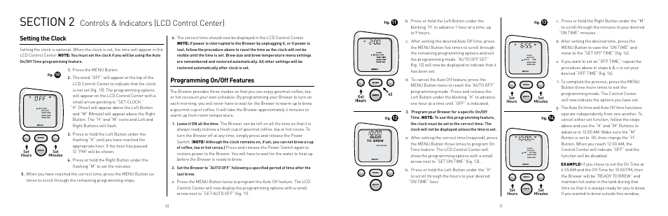 Controls & indicators (lcd control center), Setting the clock, Programming on/off features | Keurig B70 User Manual | Page 6 / 11