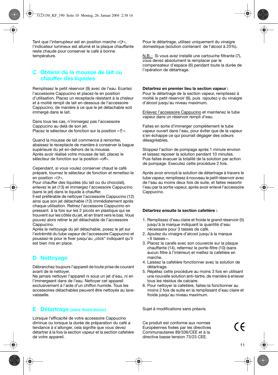 Braun KF 190 User Manual | Page 10 / 40