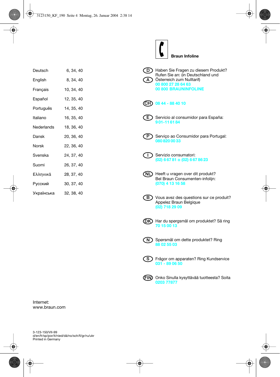 Braun KF 190 User Manual | Page 4 / 40