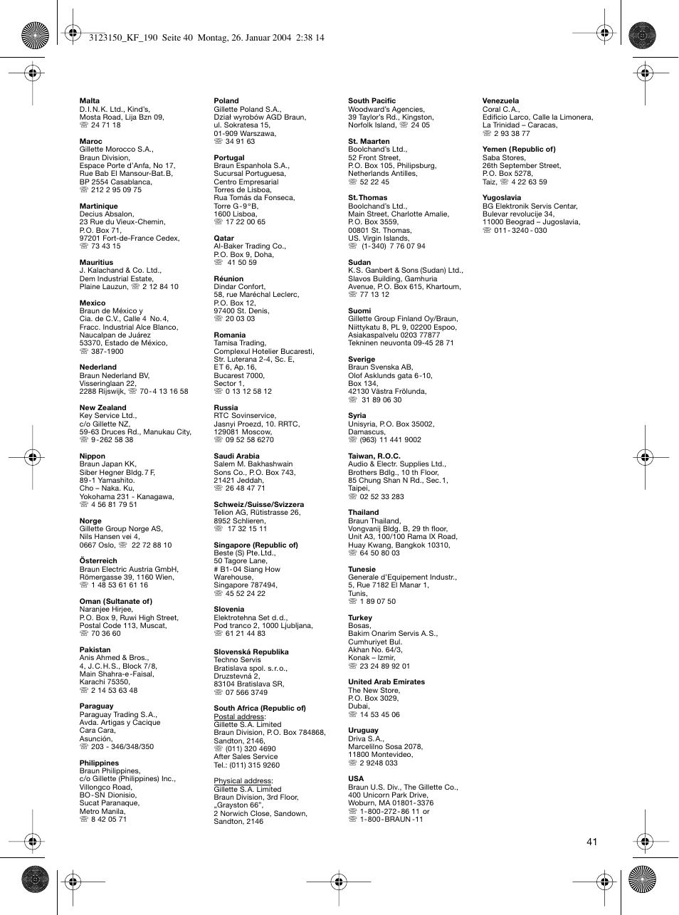 Braun KF 190 User Manual | Page 40 / 40