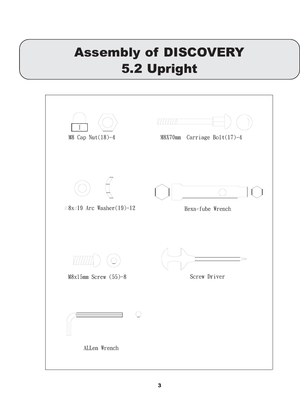 Assembly of discovery 5.2 upright | Keys Fitness DCV5.2U User Manual | Page 4 / 14