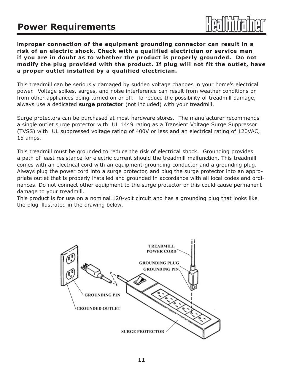 Power requirements | Keys Fitness Health Trainer CLASSIC HT-CLASSIC User Manual | Page 11 / 29