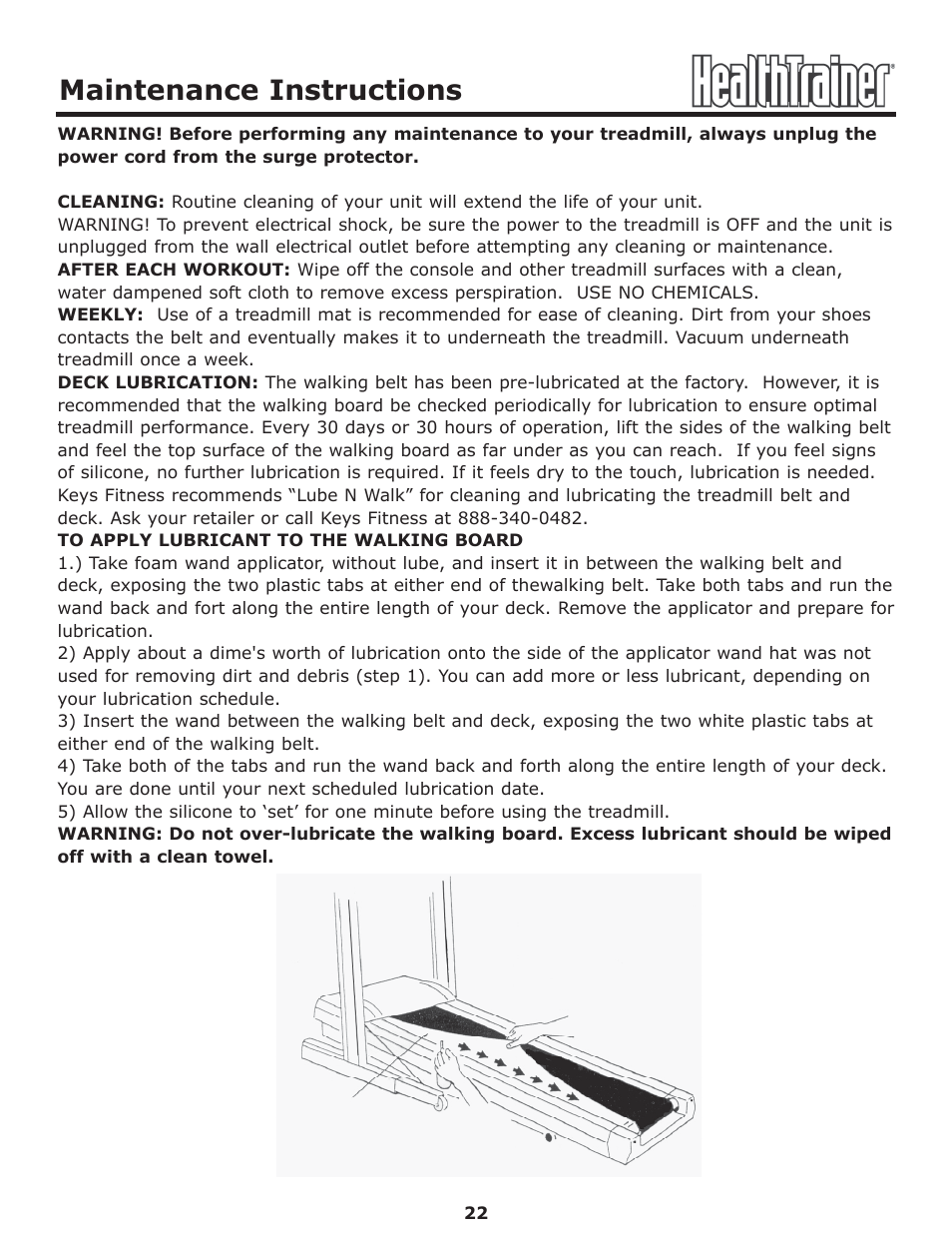 Maintenance instructions | Keys Fitness Health Trainer CLASSIC HT-CLASSIC User Manual | Page 22 / 29