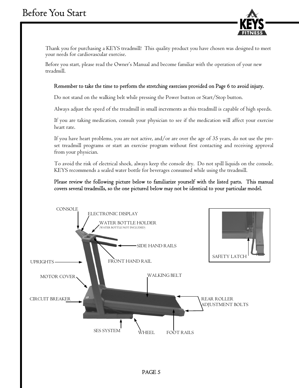 Before you start | Keys Fitness MS1200GT User Manual | Page 5 / 20