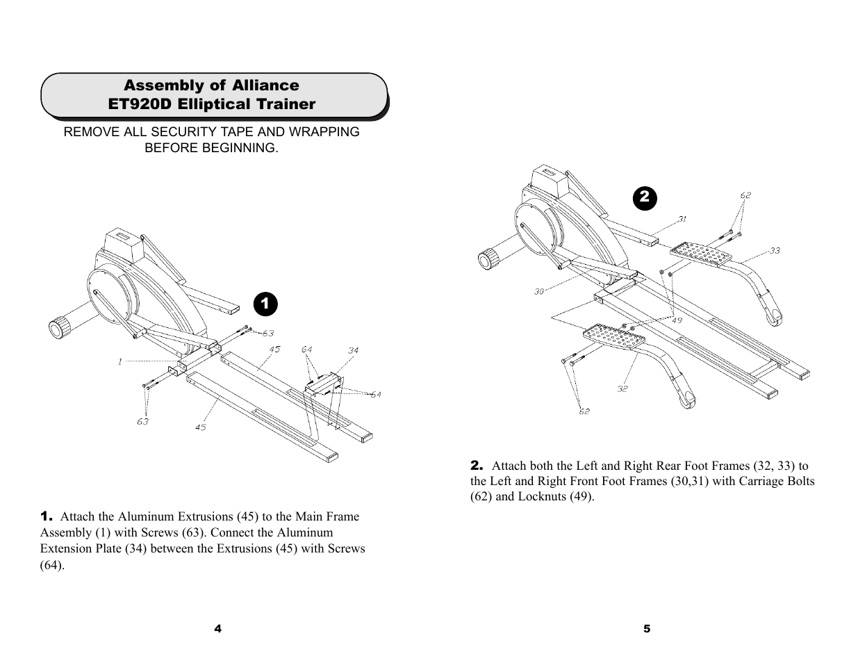 Keys Fitness ET920D User Manual | Page 4 / 12