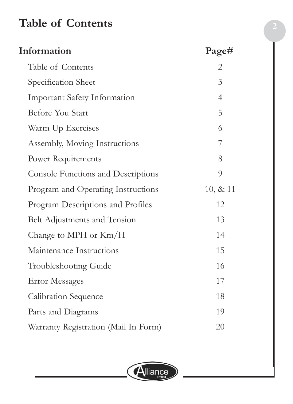 Keys Fitness ALL800 User Manual | Page 2 / 20
