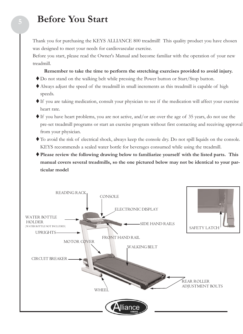 Before you start | Keys Fitness ALL800 User Manual | Page 5 / 20