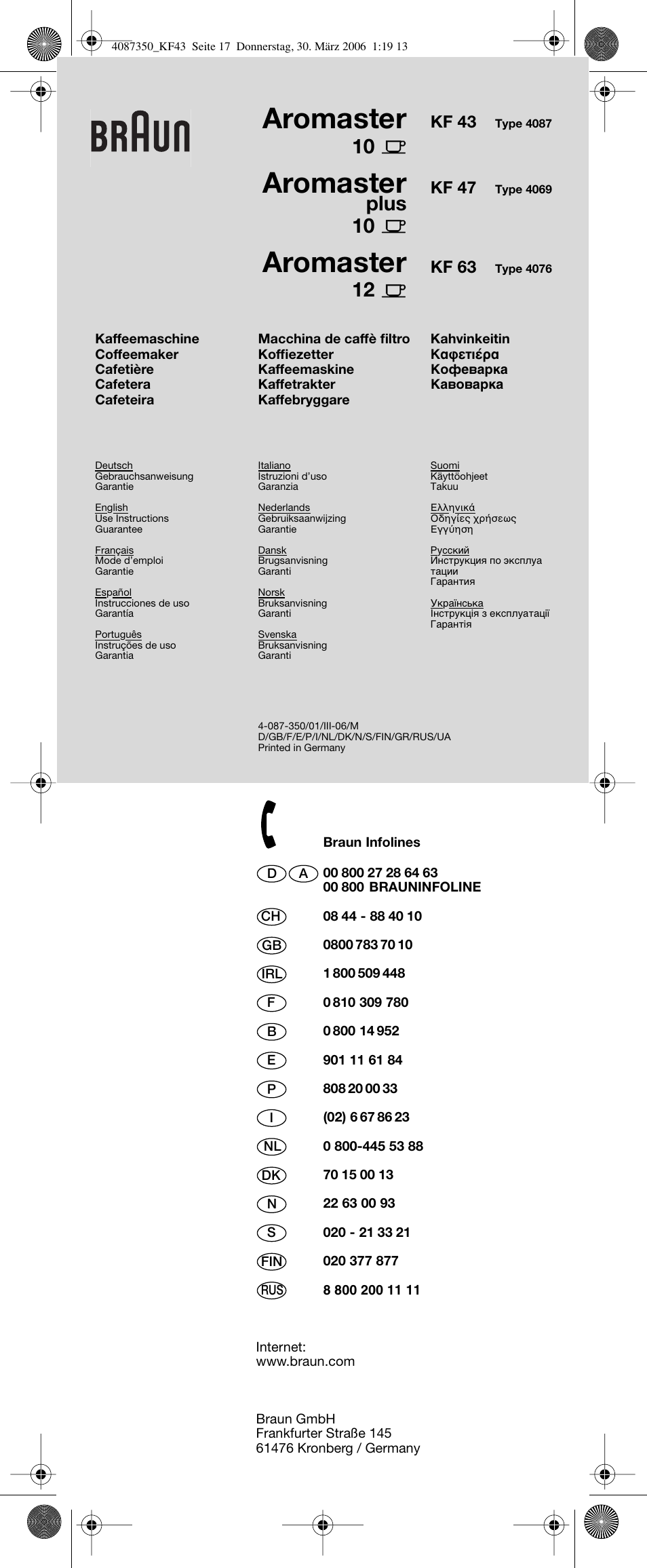 Braun KF 63 User Manual | 15 pages