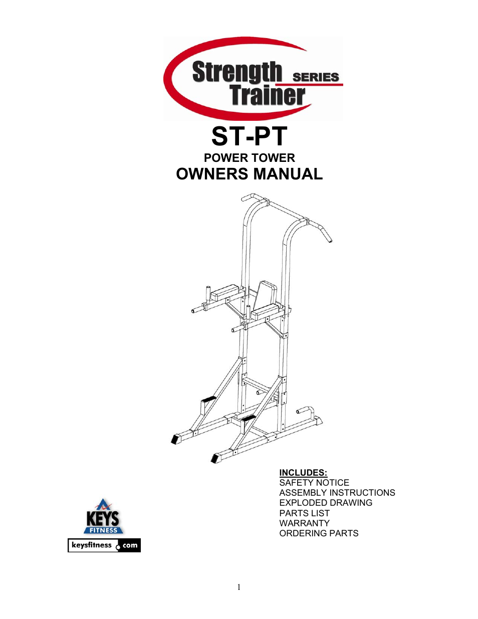 Keys Fitness Strength Trainer ST-PT User Manual | 8 pages