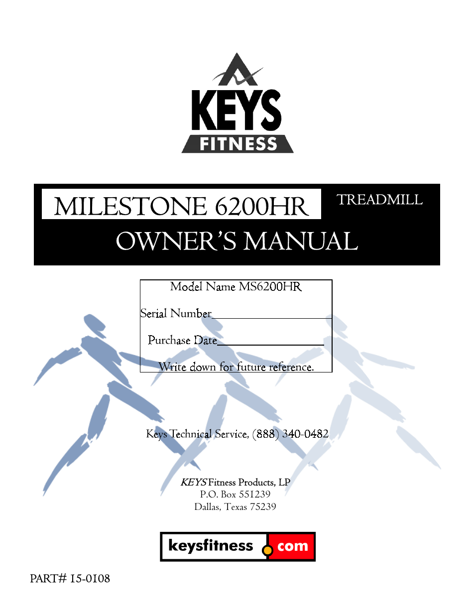 Keys Fitness Milestone 6200HR User Manual | 20 pages