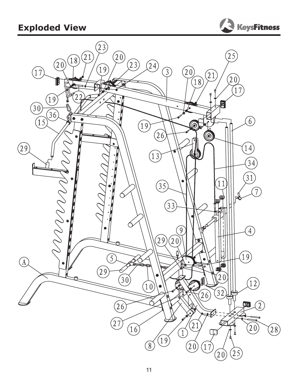 Exploded view | Keys Fitness KF-HCL User Manual | Page 11 / 13