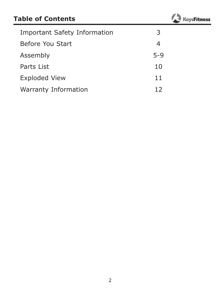 Keys Fitness KF-HCL User Manual | Page 2 / 13