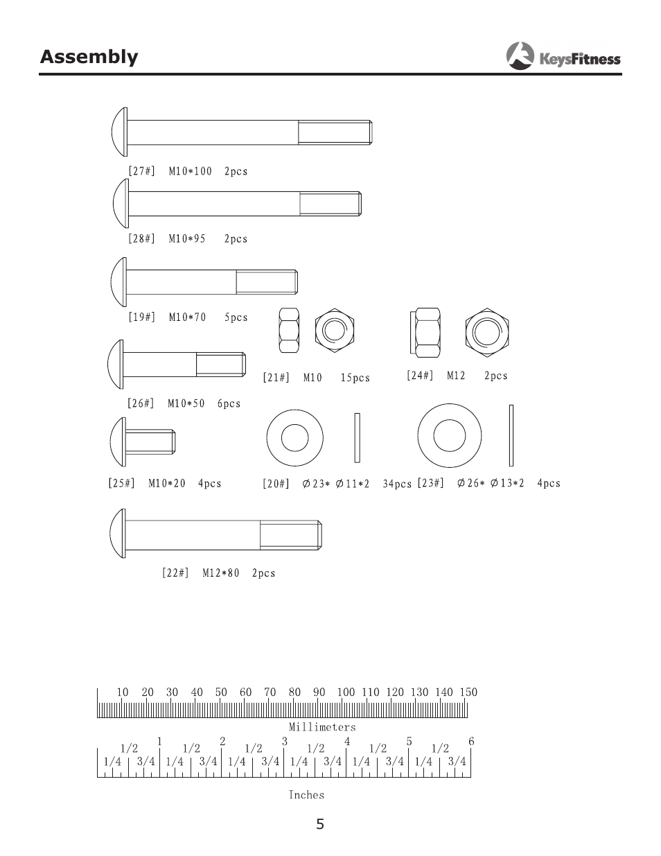 Assembly | Keys Fitness KF-HCL User Manual | Page 5 / 13
