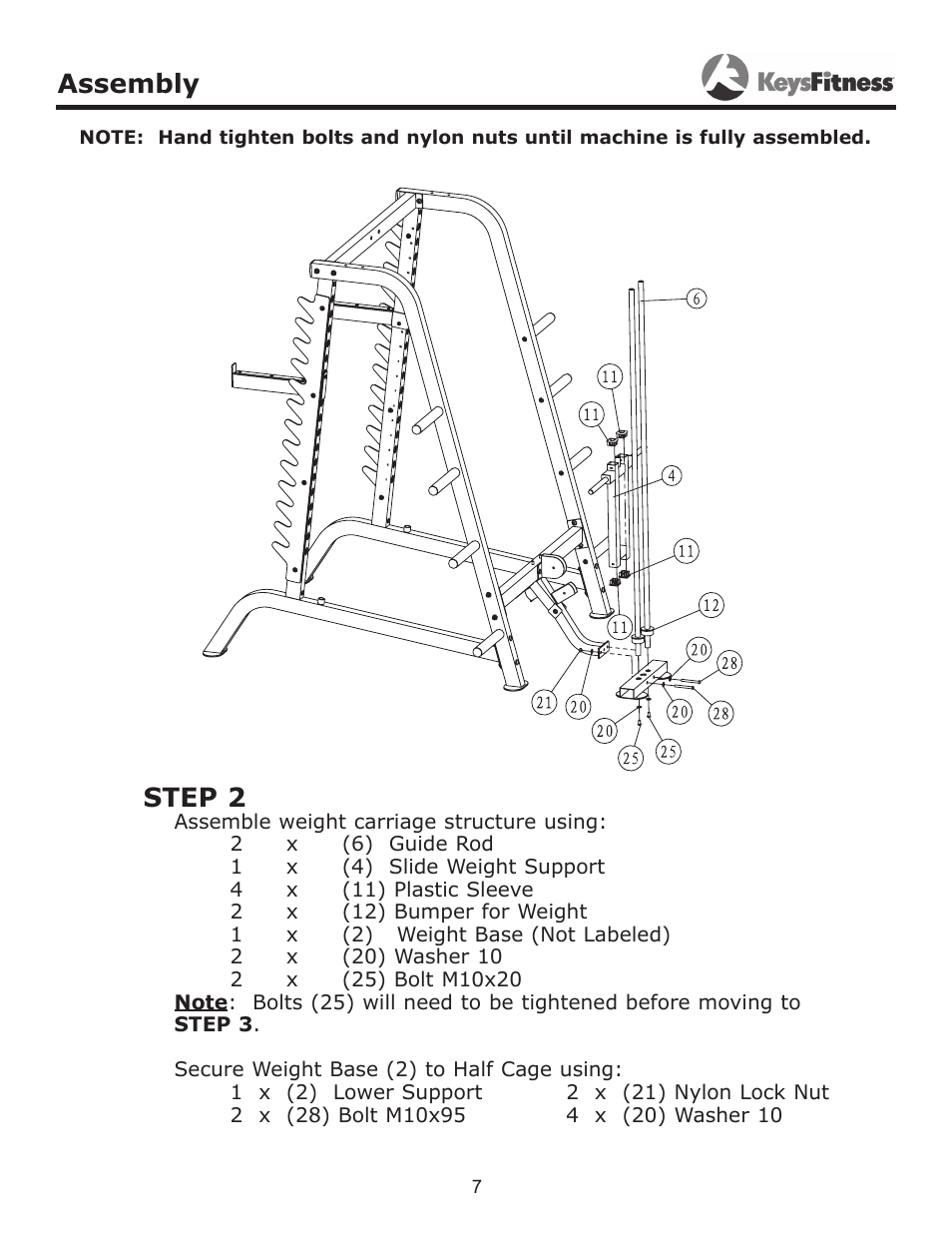 Step 2, Assembly | Keys Fitness KF-HCL User Manual | Page 7 / 13