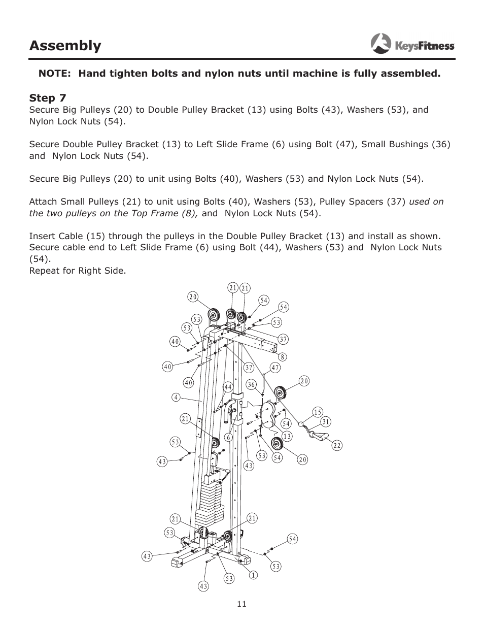 Step 7, Assembly | Keys Fitness Cable Crossover KF-CC User Manual | Page 11 / 16