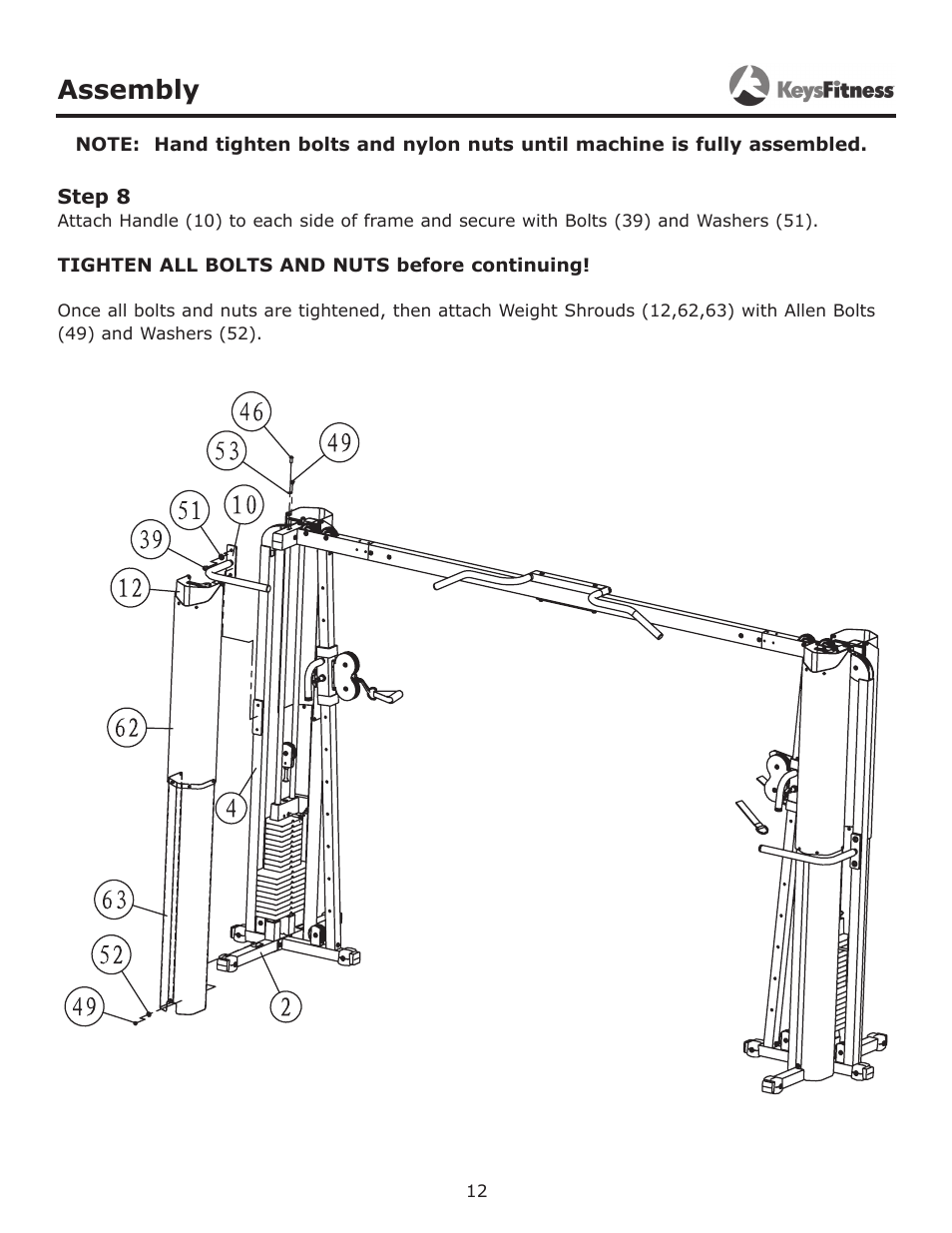 Step 8, Assembly | Keys Fitness Cable Crossover KF-CC User Manual | Page 12 / 16