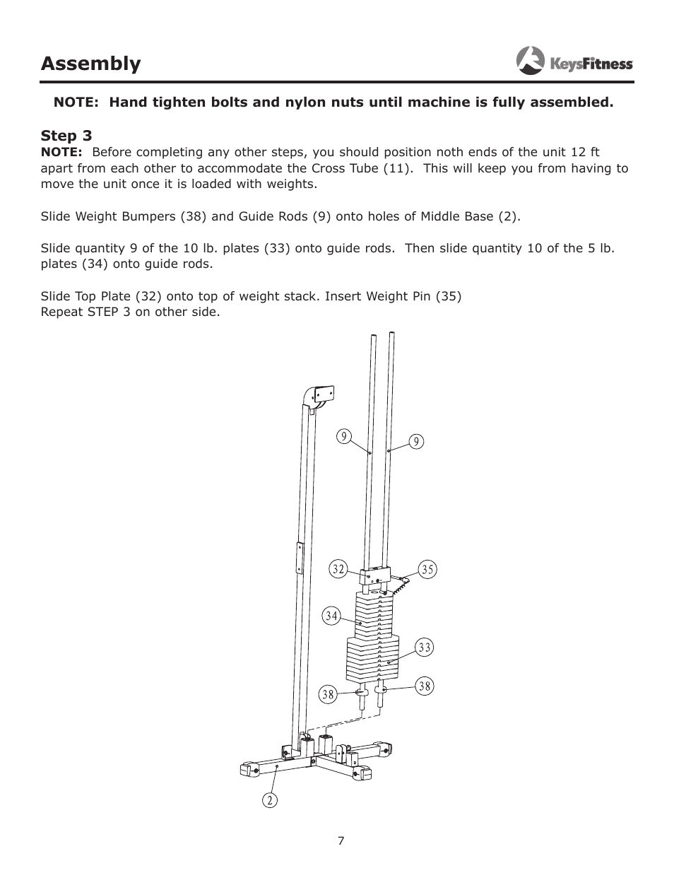 Step 3, Assembly | Keys Fitness Cable Crossover KF-CC User Manual | Page 7 / 16