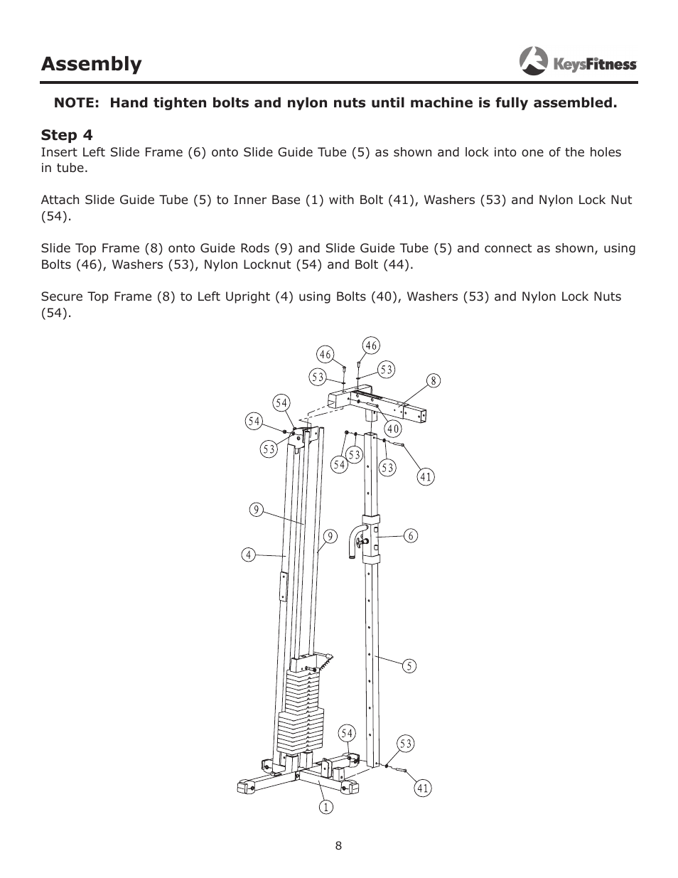 Step 4, Assembly | Keys Fitness Cable Crossover KF-CC User Manual | Page 8 / 16