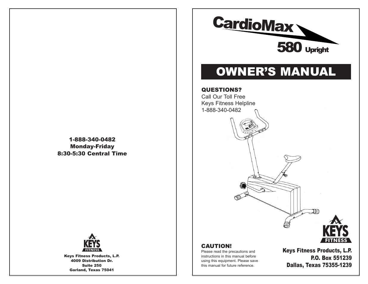 Keys Fitness CM580U User Manual | 8 pages