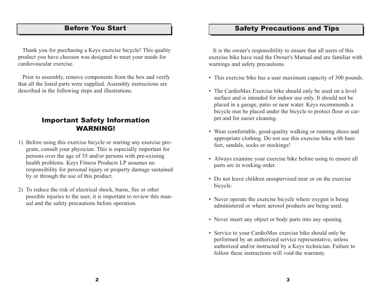 Keys Fitness CM580U User Manual | Page 3 / 8