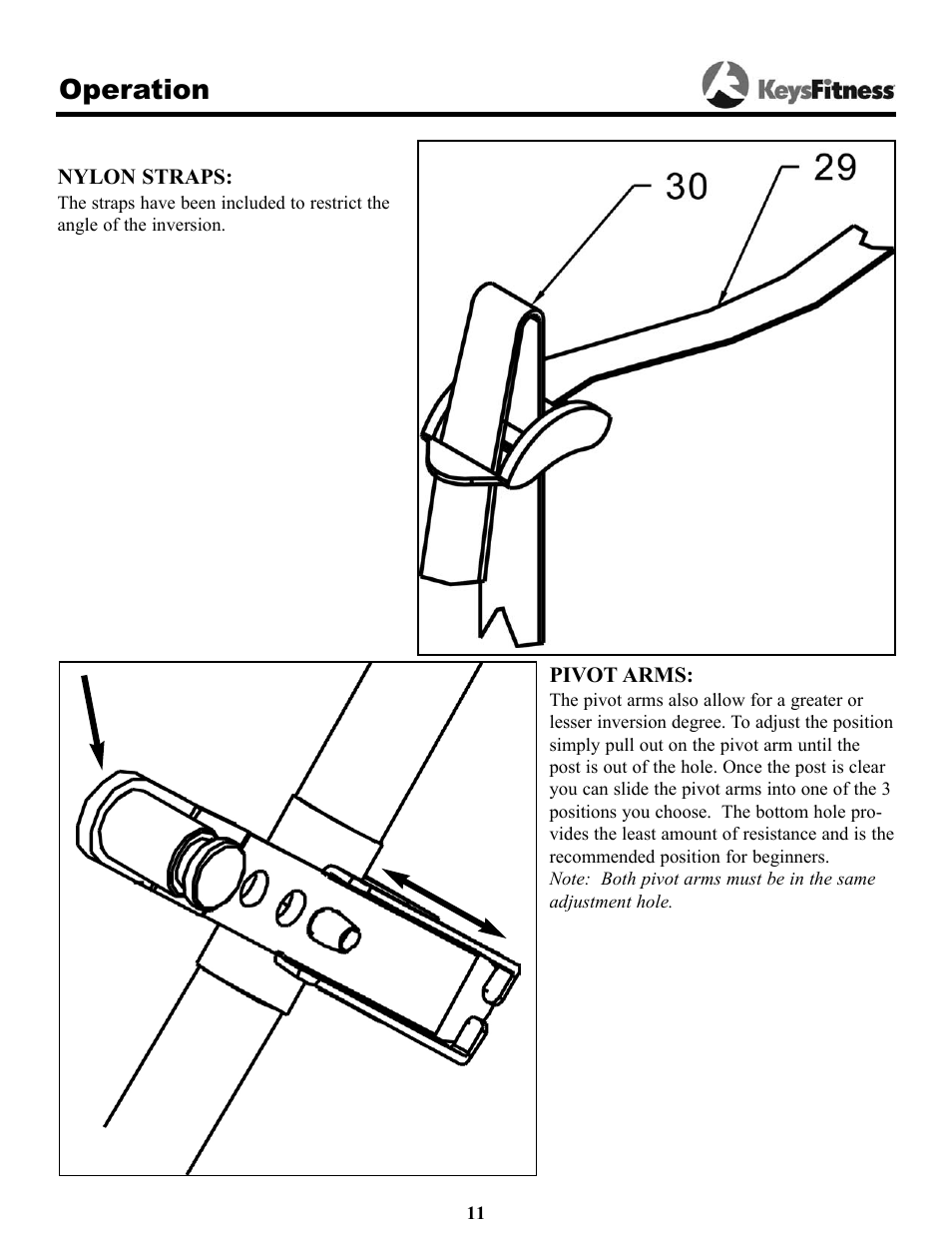 Operation | Keys Fitness Inversion Table IT-2 User Manual | Page 11 / 16