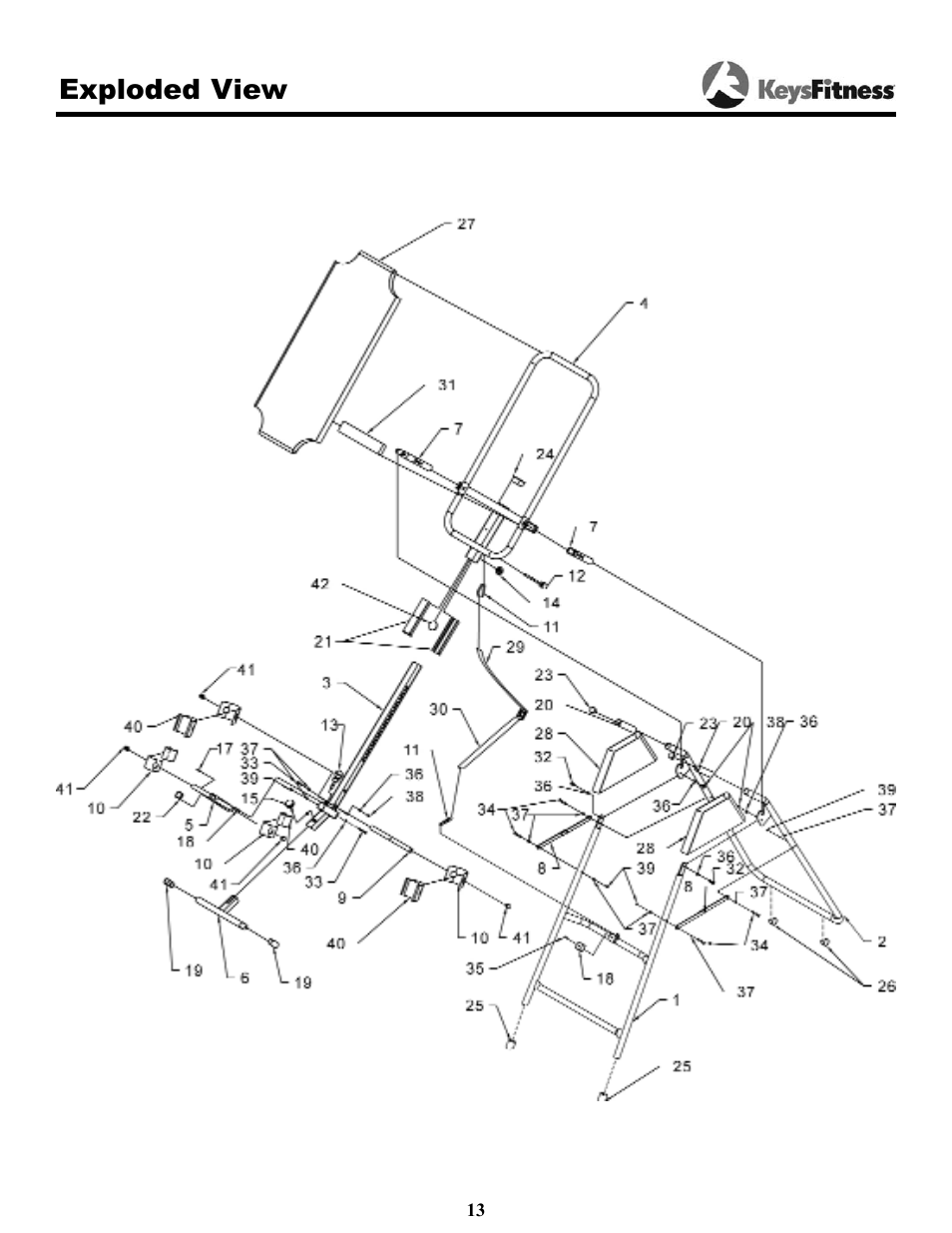Exploded view | Keys Fitness Inversion Table IT-2 User Manual | Page 13 / 16