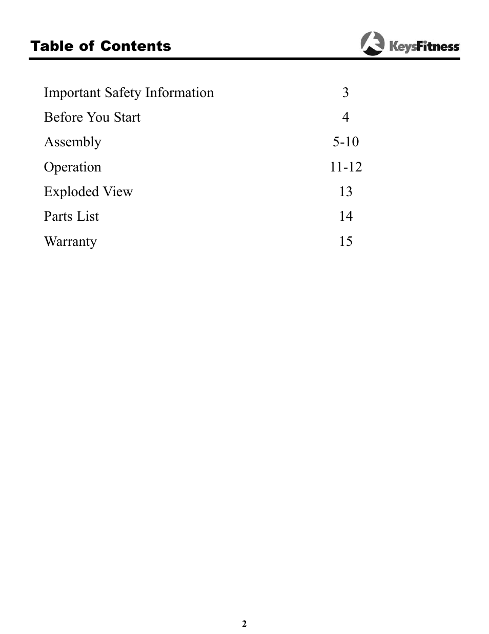 Keys Fitness Inversion Table IT-2 User Manual | Page 2 / 16