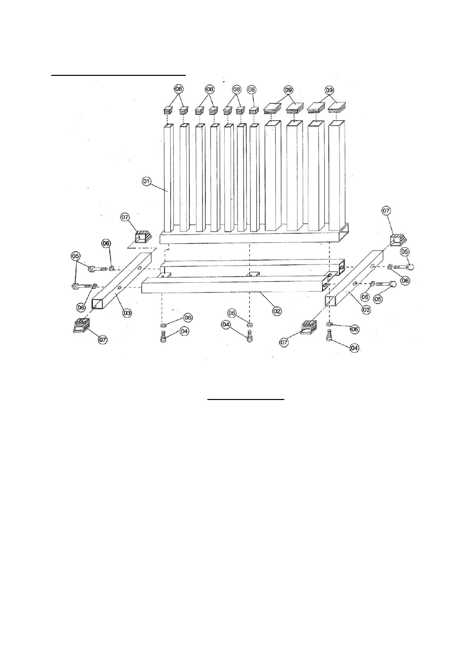 Exploded drawing, Parts list | Keys Fitness NEOPRENE DUMBBELL RACK STDFR/B User Manual | Page 3 / 4