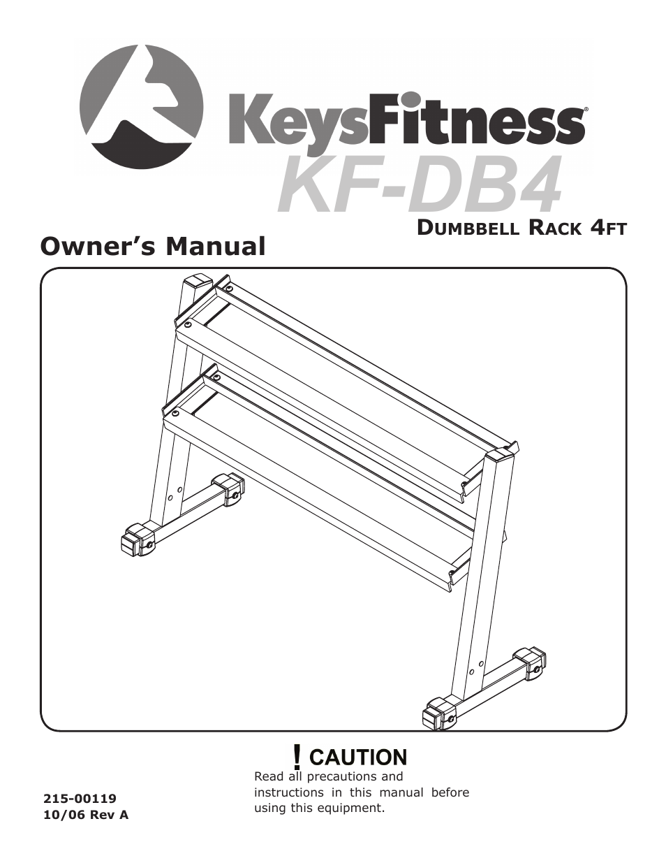 Keys Fitness Dumbbell Rack 4ft KF-DB4 User Manual | 9 pages