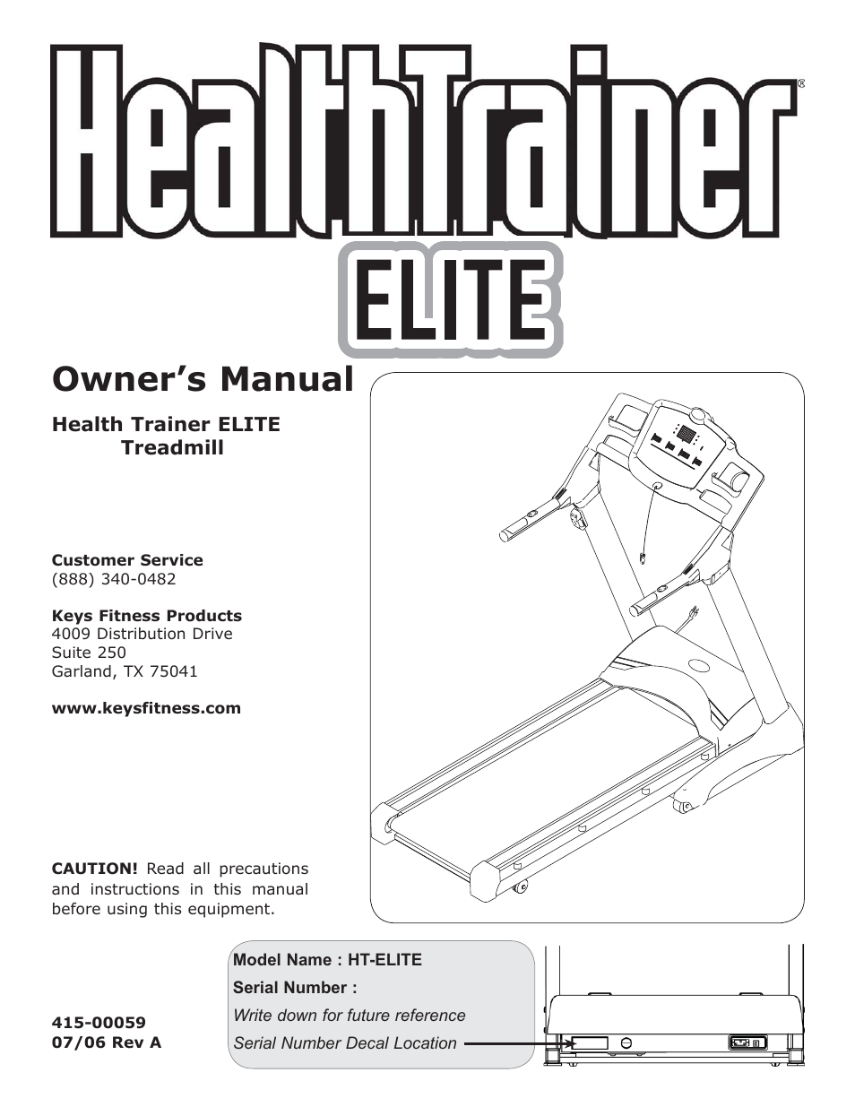 Keys Fitness HT-ELITE User Manual | 29 pages