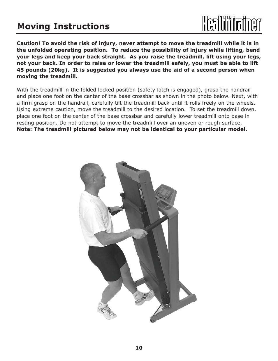 Moving instructions | Keys Fitness HT-ELITE User Manual | Page 10 / 29