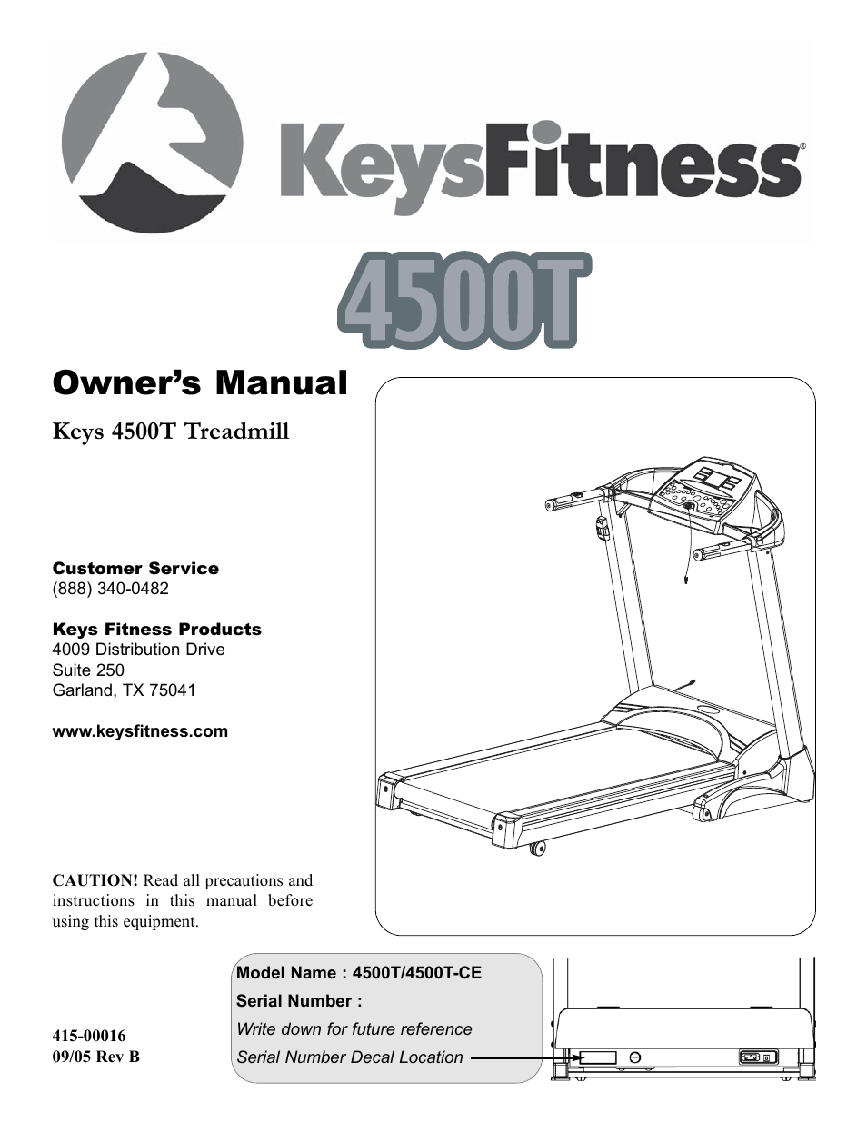 Keys Fitness 4500T User Manual | 32 pages