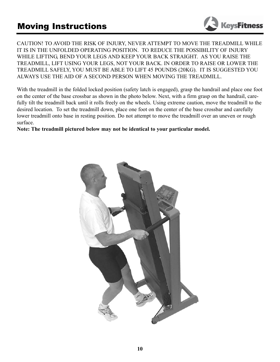 Moving instructions | Keys Fitness 4500T User Manual | Page 10 / 32