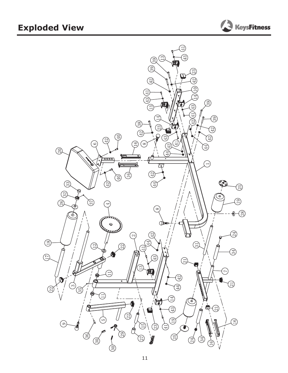 Exploded view | Keys Fitness KF-ABM User Manual | Page 11 / 13