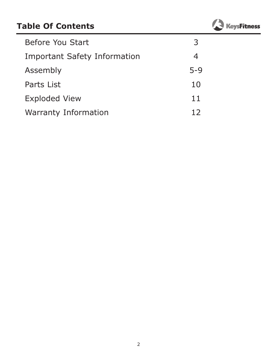 Keys Fitness KF-ABM User Manual | Page 2 / 13