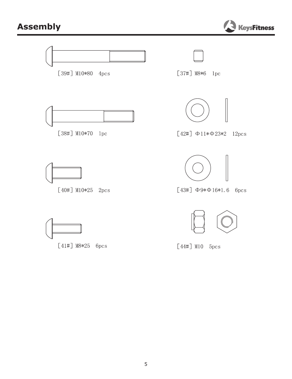 Assembly | Keys Fitness KF-ABM User Manual | Page 5 / 13