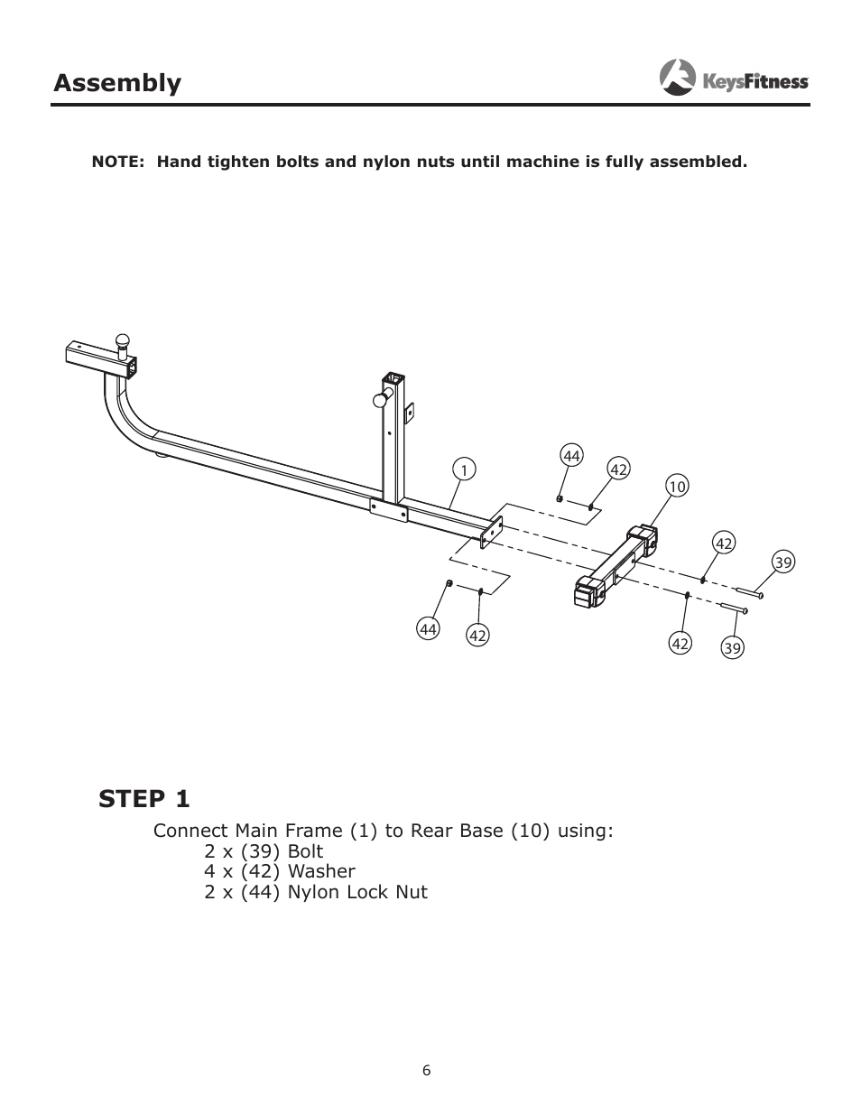 Step 1, Assembly | Keys Fitness KF-ABM User Manual | Page 6 / 13