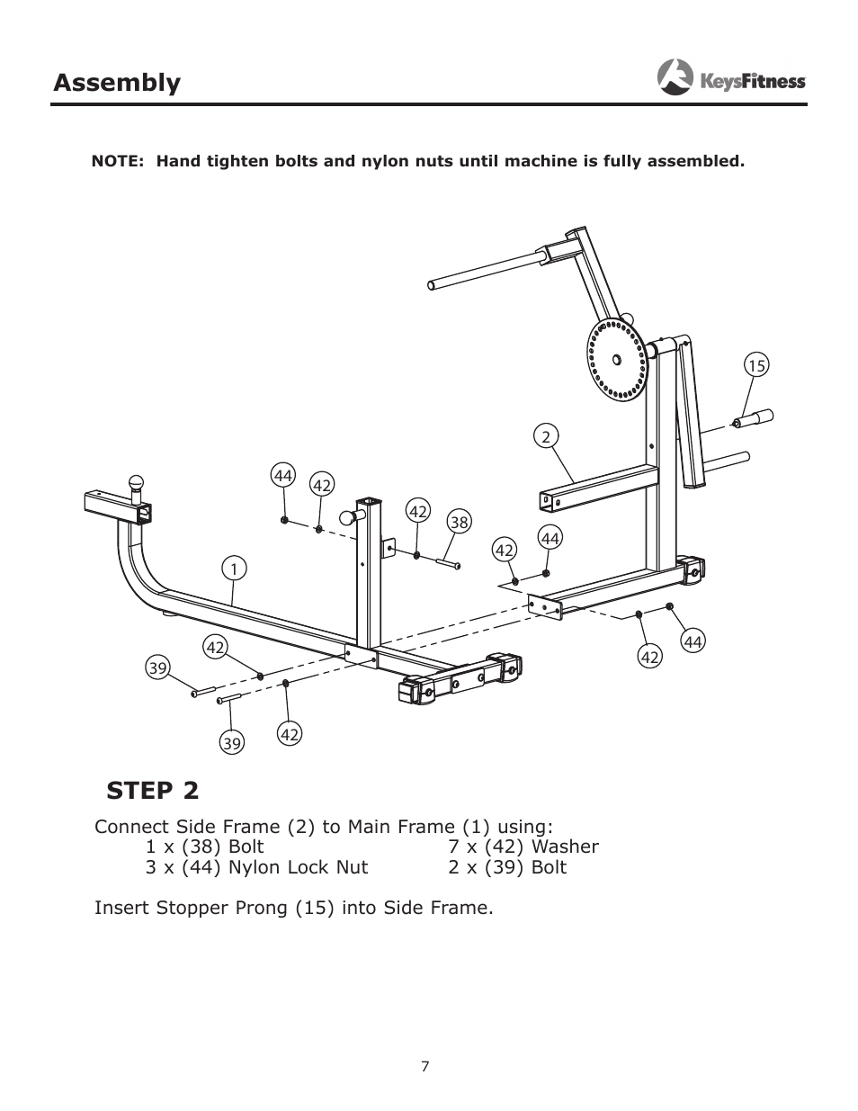 Step 2, Assembly | Keys Fitness KF-ABM User Manual | Page 7 / 13