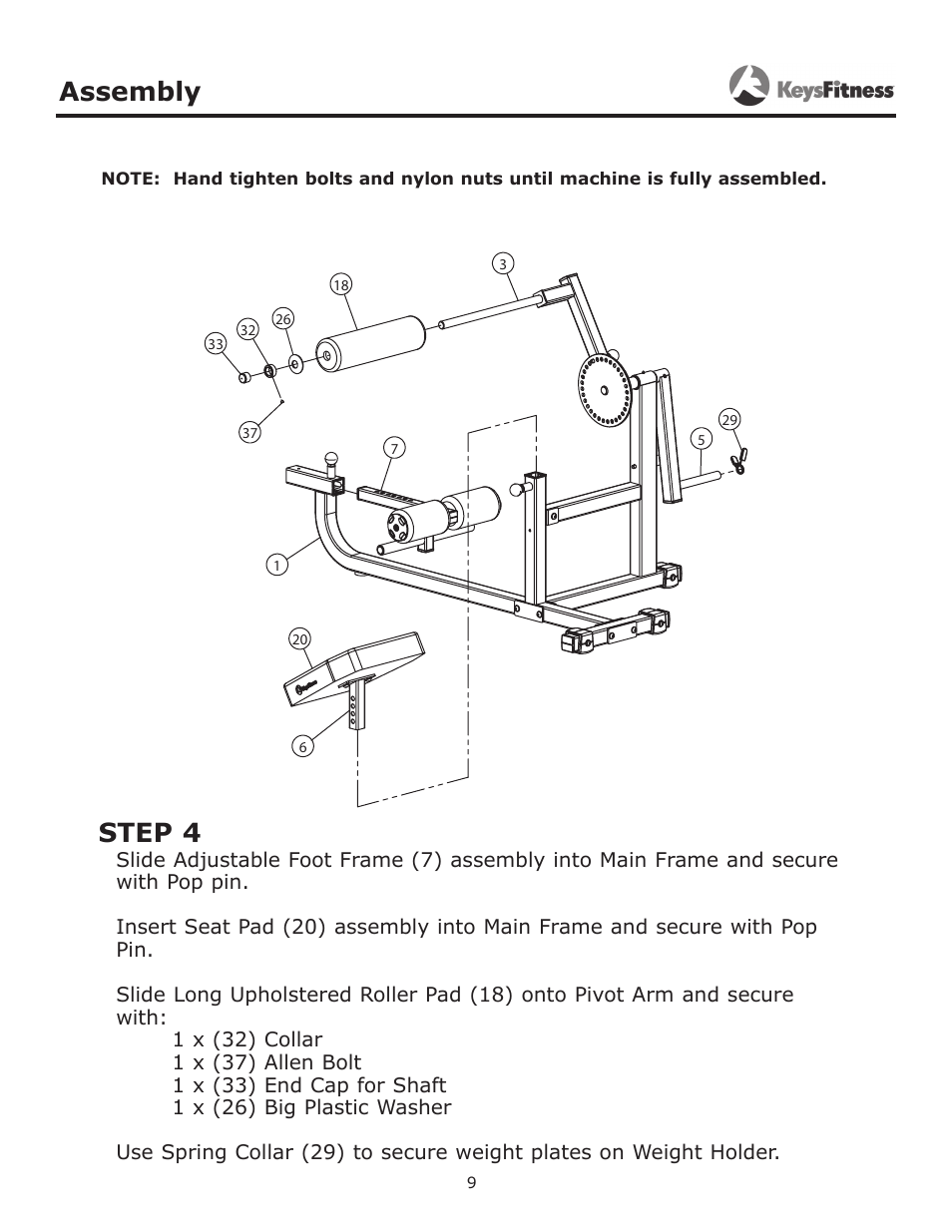Step 4, Assembly | Keys Fitness KF-ABM User Manual | Page 9 / 13