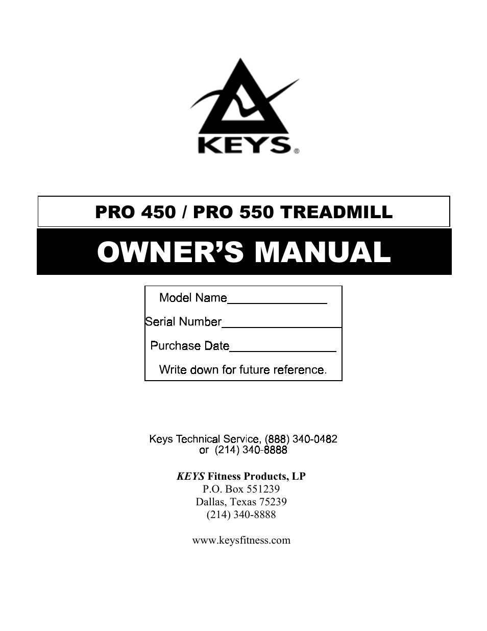 Keys Fitness PRO 550 User Manual | 17 pages