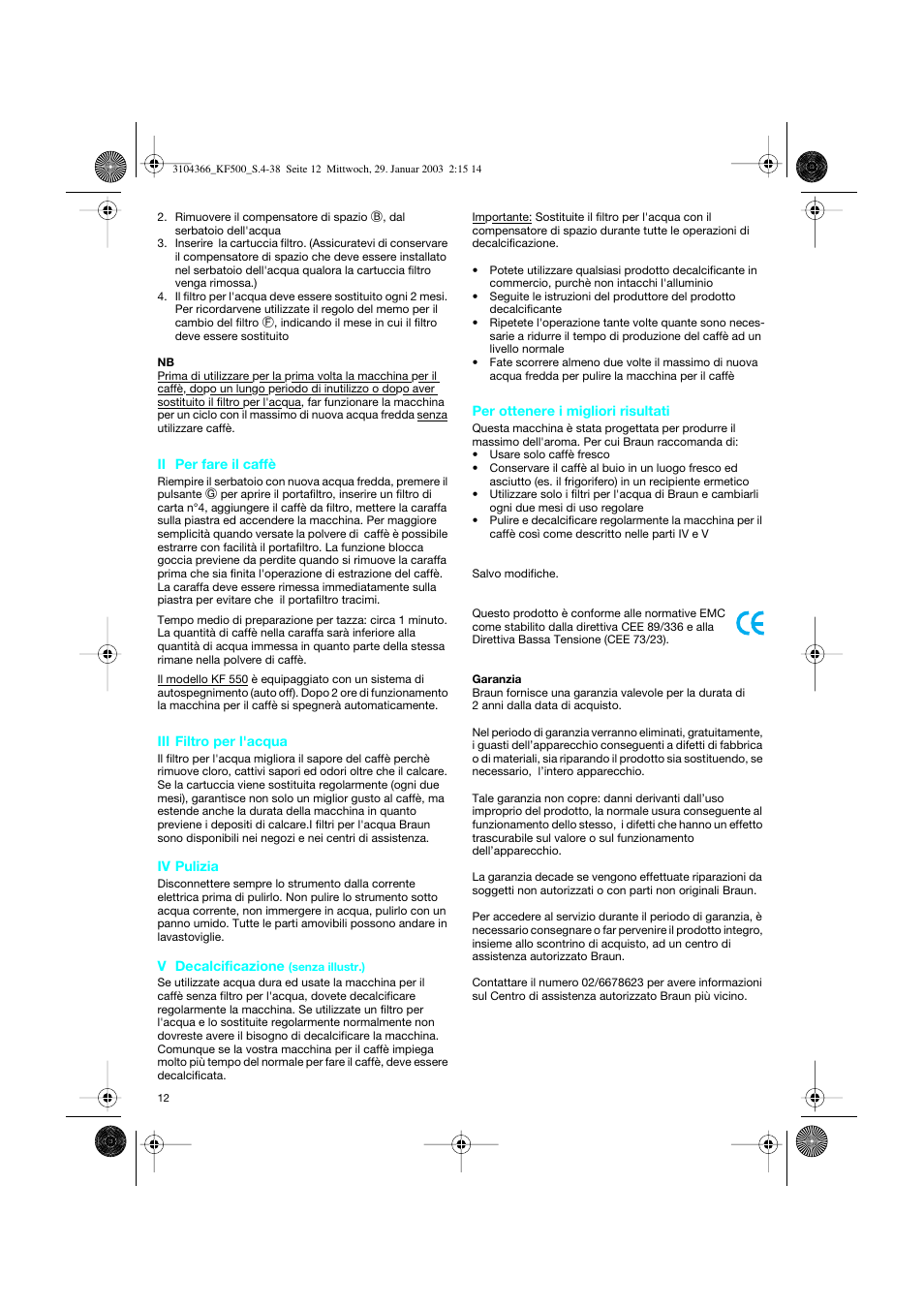 Braun KF 550 User Manual | Page 12 / 36