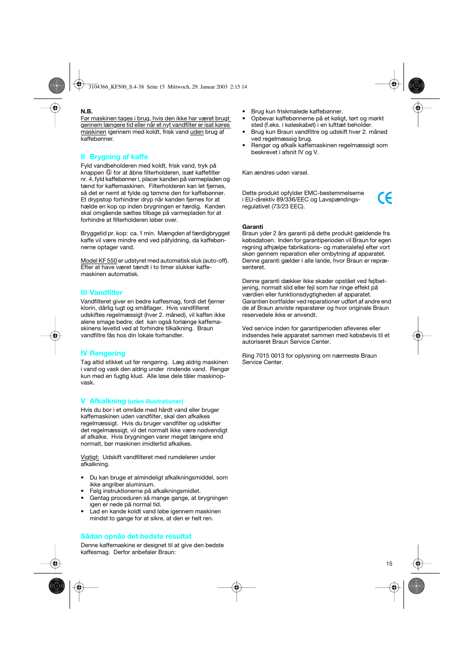 Braun KF 550 User Manual | Page 15 / 36