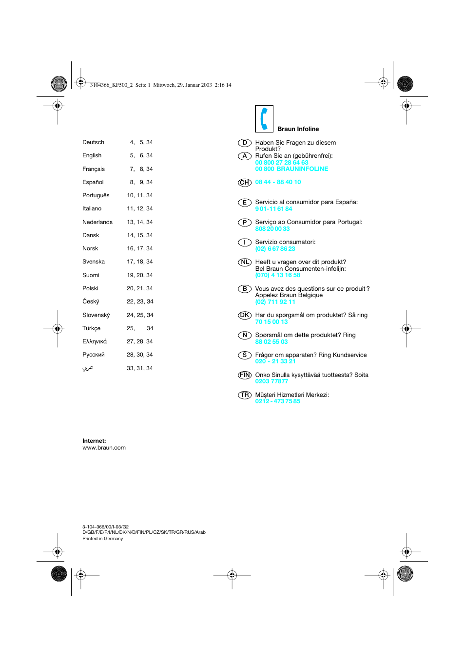 Braun KF 550 User Manual | Page 2 / 36
