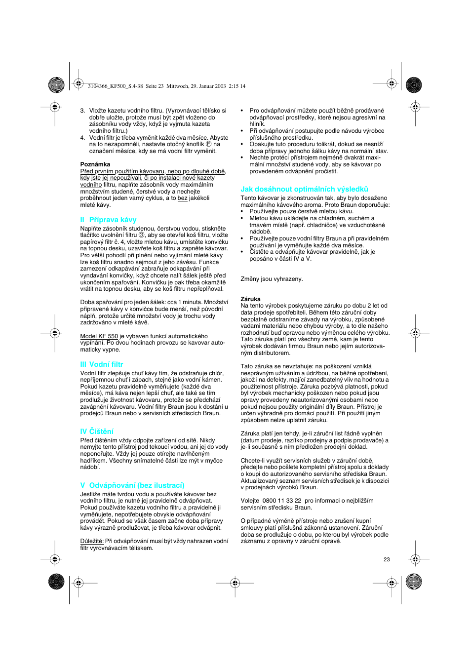 Braun KF 550 User Manual | Page 23 / 36